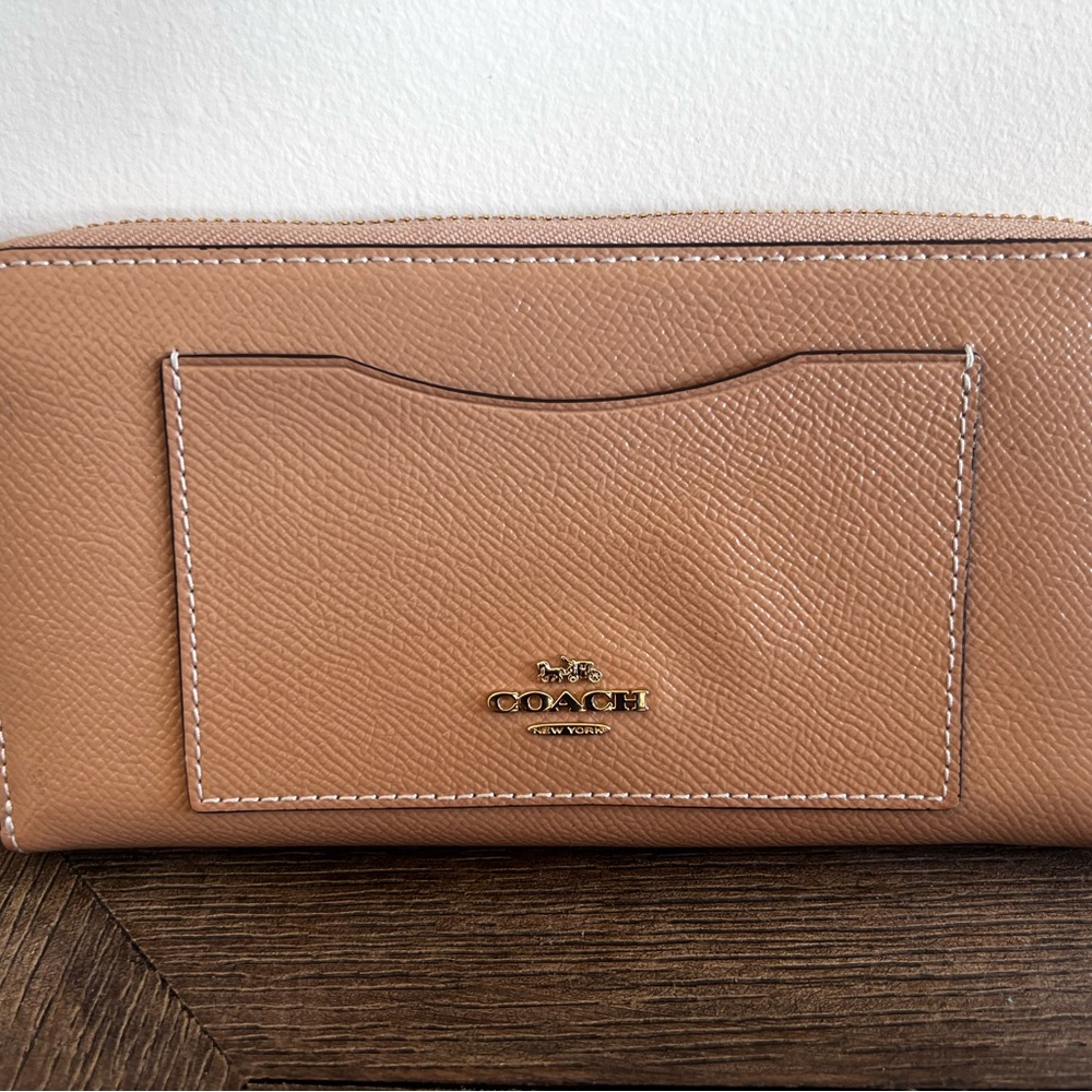 Tan leather Coach Wallet zip around